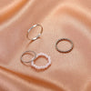 4PCS Women's Ring Summer Crystal Beaded Vintage Rings Set  Korean Women Jewelry Temperament Accessories Sweet Aesthetic Gift