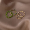 4PCS Women's Ring Summer Crystal Beaded Vintage Rings Set  Korean Women Jewelry Temperament Accessories Sweet Aesthetic Gift