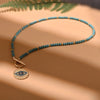 4mm Colorful Stone Choker Necklace for Women Round Evil Charm Pendant Necklace   Daily Jewelry