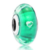 925 Sterling Silver Charm Shimmering Radiant Effervesence Heart Wavy Fancy Murano Glass Bead Fit Popular Bracelet Jewelry