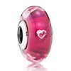 925 Sterling Silver Charm Shimmering Radiant Effervesence Heart Wavy Fancy Murano Glass Bead Fit Popular Bracelet Jewelry