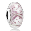 925 Sterling Silver Charm Shimmering Radiant Effervesence Heart Wavy Fancy Murano Glass Bead Fit Popular Bracelet Jewelry