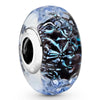 925 Sterling Silver Charm Shimmering Radiant Effervesence Heart Wavy Fancy Murano Glass Bead Fit Popular Bracelet Jewelry