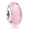 925 Sterling Silver Charm Shimmering Radiant Effervesence Heart Wavy Fancy Murano Glass Bead Fit Popular Bracelet Jewelry