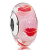 925 Sterling Silver Charm Shimmering Radiant Effervesence Heart Wavy Fancy Murano Glass Bead Fit Popular Bracelet Jewelry