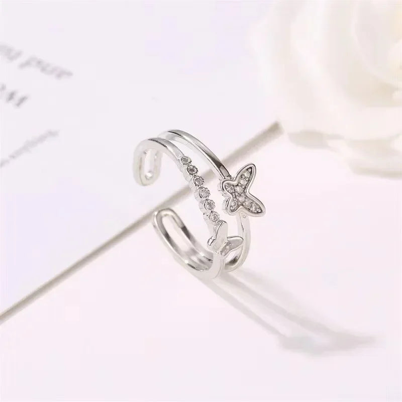 925 Sterling Silver Unique Lines Ring For Women Jewelry Finger Adjustable  Vintage Ring For Party Birthday Gift  Jewelry