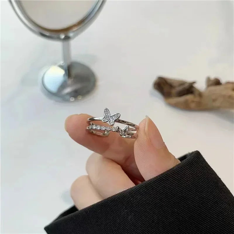 925 Sterling Silver Unique Lines Ring For Women Jewelry Finger Adjustable  Vintage Ring For Party Birthday Gift  Jewelry
