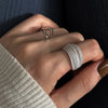 925 Sterling Silver Unique Lines Ring For Women Jewelry Finger Adjustable  Vintage Ring For Party Birthday Gift  Jewelry