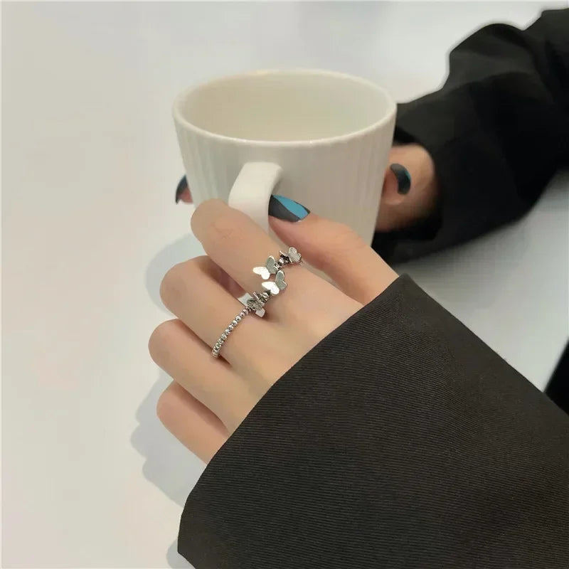 925 Sterling Silver Unique Lines Ring For Women Jewelry Finger Adjustable  Vintage Ring For Party Birthday Gift  Jewelry