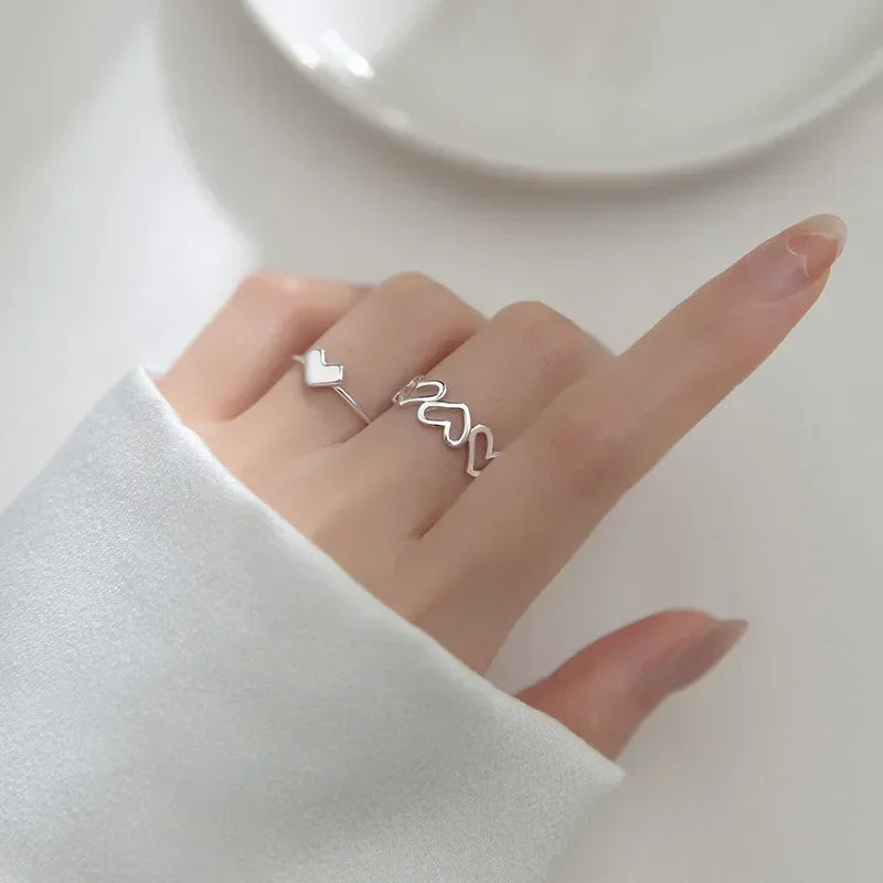 925 Sterling Silver Unique Lines Ring For Women Jewelry Finger Adjustable  Vintage Ring For Party Birthday Gift  Jewelry