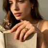 Women's Shiny Single Champagne Color Zircon Thin Rings Gold Plated Stainless Steel Jewelry Accessories - Image 3