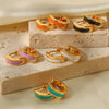 Colorful Enamel Stainless Steel Round Studs Earrings Gold Plated Stylish Charm Jewelry Women сережки - Image 1