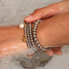 Gold Plated Silver Color Elastic Beads Bracelets Bangles For Woman Stainless Steel Beaded Chain Bracelet - Image 23
