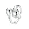 Minimalist Jewelry Silver Water Drop Statement Ring Multi-layered Open Ring Wedding Engagement Party Gift - Image 14