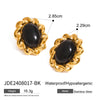 Stainless Steel Pvd Gold Plated Black Stone Earrings Statement Golden Metal for Women Gala Giftсерьги - Image 8
