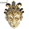 Essh&Pule Venetian Mask Brooch Pin Baroque Enamel Rhinestone Ladies Jewelry 2 Colors for Halloween Carnival Masquerade Party - Image 5