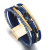Charm Crystal Stone Beaded Leather Bracelet for Women Retro Metal Tube Handmade Braided Multilayer Wrap Bracelets Jewelry - Image 9