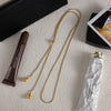 Minimalist Gold Color Plated Droplet Pendant Adjustable Y-Shaped Chain Tassel Necklace Stainless Steel - Image 4