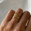 Stainless Steel Jewelry Minimalist Metal Golden Pvd Plated Opening Ring for Women Pour Party Gift - Image 3