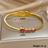 Elegant Pink Heart Rhinestone Stainless Steel Open Spring Bangle for Women Golden Cuff Bracelet Festival Jewelry Gift - Image 6