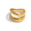 6789# Stainless Steel Metal Double Layer Geometric Cast Ring Texture Daily Jewelry - Image 7