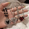 Y2K Gothic Peach Heart Pendant Necklace, Women's Silver Ghost Claw Love Choker PunkClavicle Jewelry Gift - Image 2