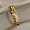 316L Stainless Steel Bracelet Bangle for Women Glossy Gold Plated Oval Link Wide Cuff Bracelets Jewelry - Image 2