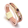 Charm Crystal Stone Beaded Leather Bracelet for Women Retro Metal Tube Handmade Braided Multilayer Wrap Bracelets Jewelry - Image 7
