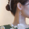 Korean Flower Asymmetrical Dangle Earrings for Women Long Tassel Butterfly Imitation Pearl Cat Drop Earring Party Jewelry - Image 4