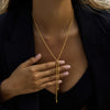 Pearl Fringe Y-shaped Chain Necklace Stainless Steel Gold Color-plated Women's Necklace - Image 2