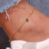 Stainless Steel Colorful Cubic Zirconia Stone Charm Beads Chian Necklace Bracelet Anklet Jewelry Set - Image 2