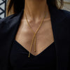 Pearl Fringe Y-shaped Chain Necklace Stainless Steel Gold Color-plated Women's Necklace - Image 3