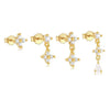 3/1 Pc Cute Flower Stud Stackable Earrings for Women, Unique Zircon Water Drop Charm Dangle Helix Cartilage Piercing Earring - Image 3