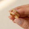 Stainless Steel Textured Rings with Starburst Heart and Three-Piece Options - Image 11