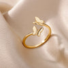 Butterfly Opening Rings For Women Stainless Steel Insect Butterfly Adjustable Finger Ring Engagement Wedding Jewelry Gift - Image 1