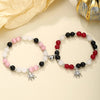 2 pcs of Spider Pendant Herat Shape Magnet Bead Elastic Couple's Bracelets, Bff Jewelry Gift - Image 1