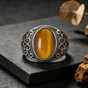 Vintage Silver Tiger's Eye Stone Rings 10 14MM Retro Style Large Stone Finger Rings Jewelry for Men - Image 1