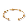 Gold Plated Stainless Steel Bracelets Jewelry Mulit Round Ball Open Bangles for Women Man - Image 4