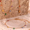 Stainless Steel Colorful Cubic Zirconia Stone Charm Beads Chian Necklace Bracelet Anklet Jewelry Set - Image 4