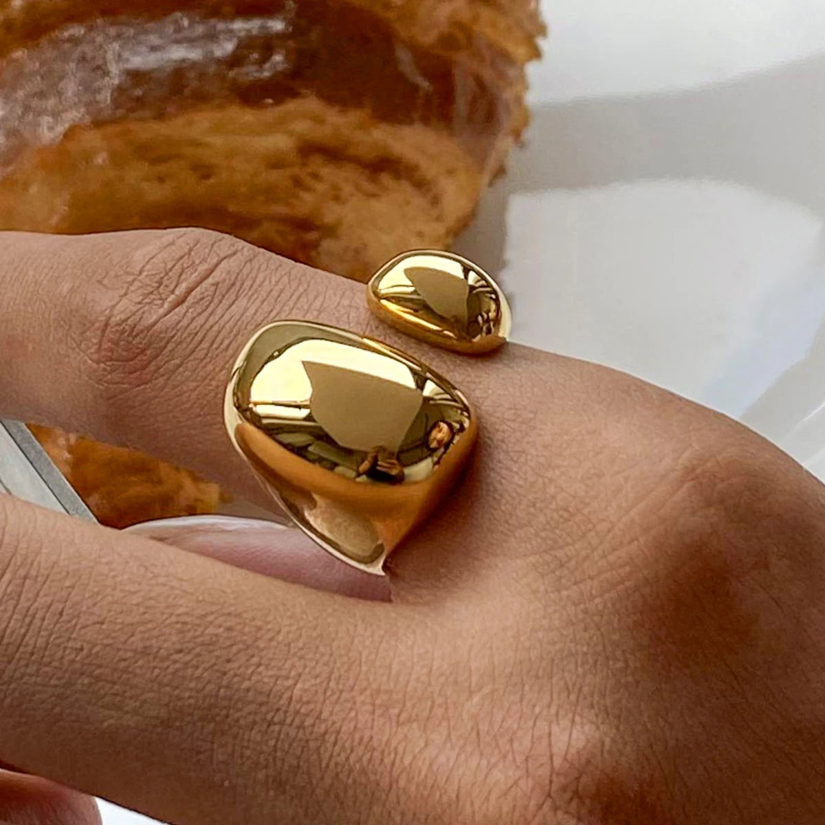 316L Stainless Steel Ring with Gold-Tone and Silver-Tone Designs - Image 1