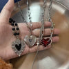 Y2K Gothic Peach Heart Pendant Necklace, Women's Silver Ghost Claw Love Choker PunkClavicle Jewelry Gift - Image 1