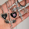 5pcs Vintage Gothic Cross, Star, Heart, Rose, Dragon Wing, Guitar Heart Y2K Style Necklace Set For Women - Image 1