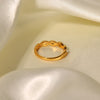 Simply Dainty Twisted Pearl Pvd Gold Plated Stainless Steel Stacking Ring inoxydab - Image 4