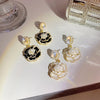 Elegant Pearl White Black Camellia Earrings Ladies Temperament Retro Earrings Birthday Gifts - Image 5