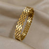 316L Stainless Steel Bracelet Bangle for Women Glossy Gold Plated Oval Link Wide Cuff Bracelets Jewelry - Image 4