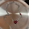 Y2K Gothic Peach Heart Pendant Necklace, Women's Silver Ghost Claw Love Choker PunkClavicle Jewelry Gift - Image 4