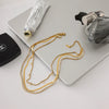 3-Layer Necklace with Square White Zirconia Stainless Steel Gold Color Plated Jewelry for Youth - Image 4