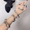 AENSOA   Punk Multilayer Metal Alloy Gold Black Color Cool Bendy Snake Necklace Bracelet for Women Men Chunky Jewelry