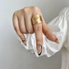 ALLYES  Elastic Rope Adjustable Rings for Women Men Irregular Geometric Matte Chunky Gold Color Finger Ring Charm Jewelry