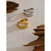 6789# Stainless Steel Metal Double Layer Geometric Cast Ring Texture Daily Jewelry - Image 4
